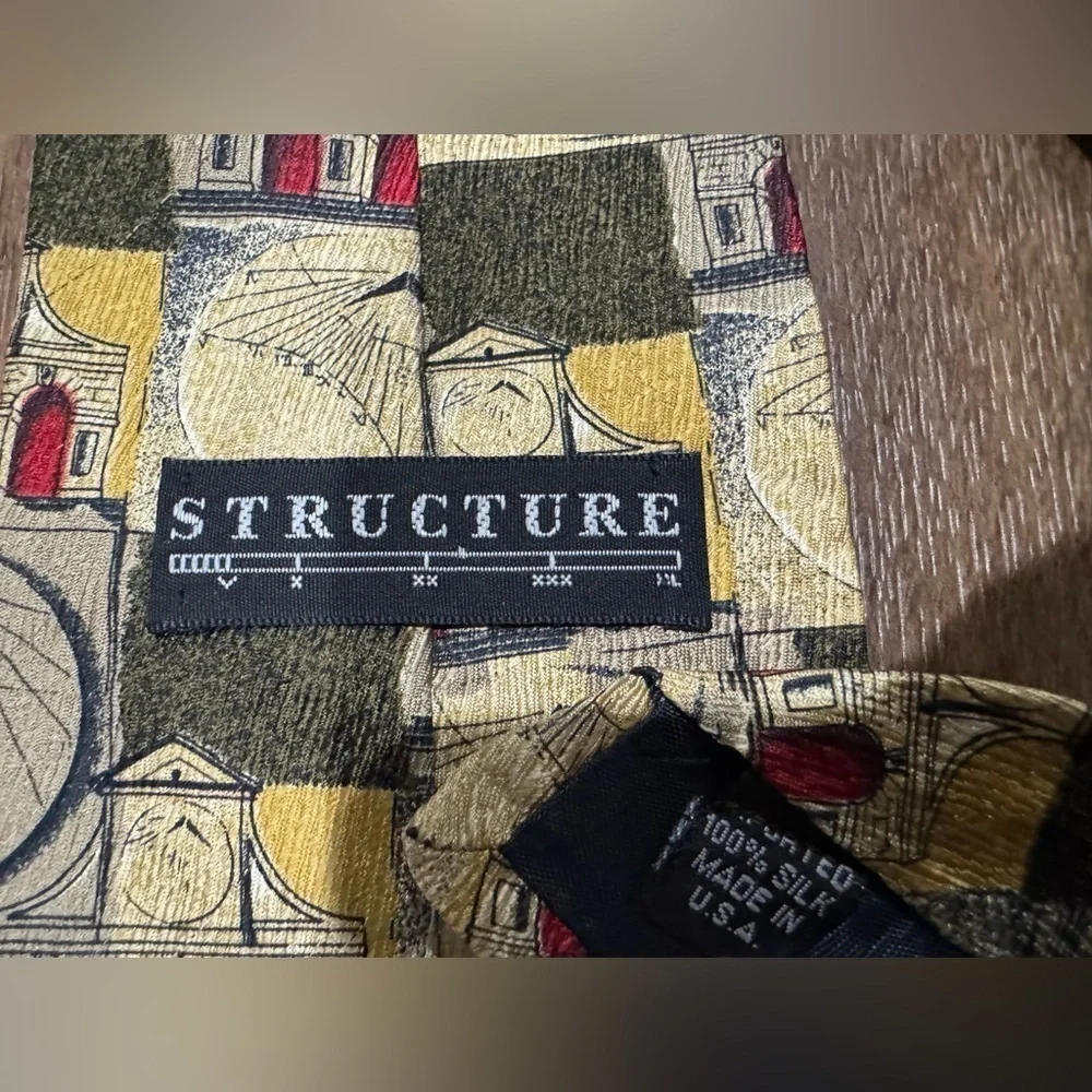 Structure Vintage Abstract Building 100% Silk Men’s Ties - Lot of 2